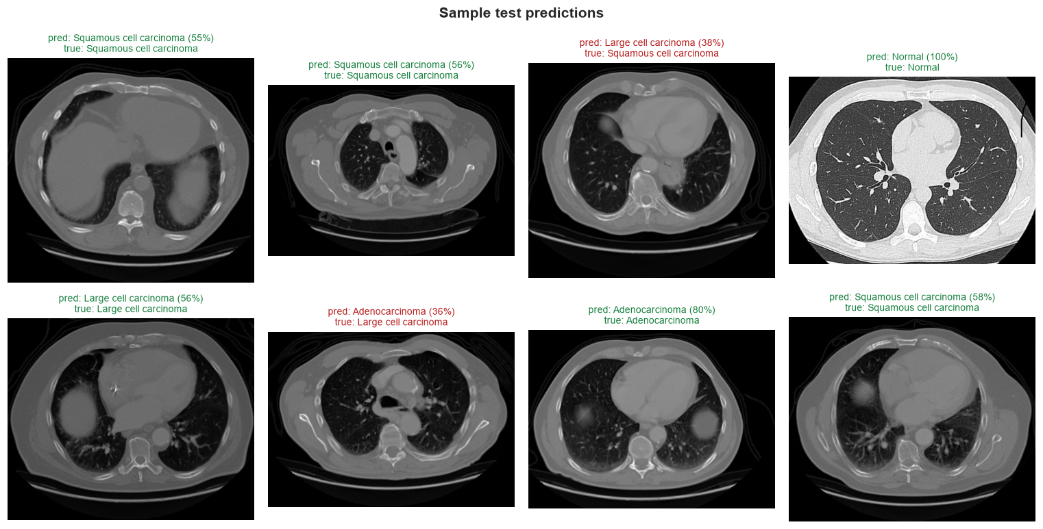 Sample test predictions.